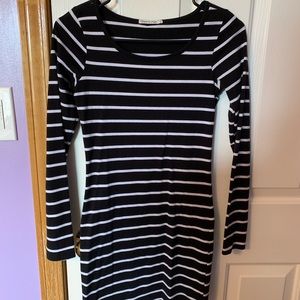 small black and white stripped cocktail dress
